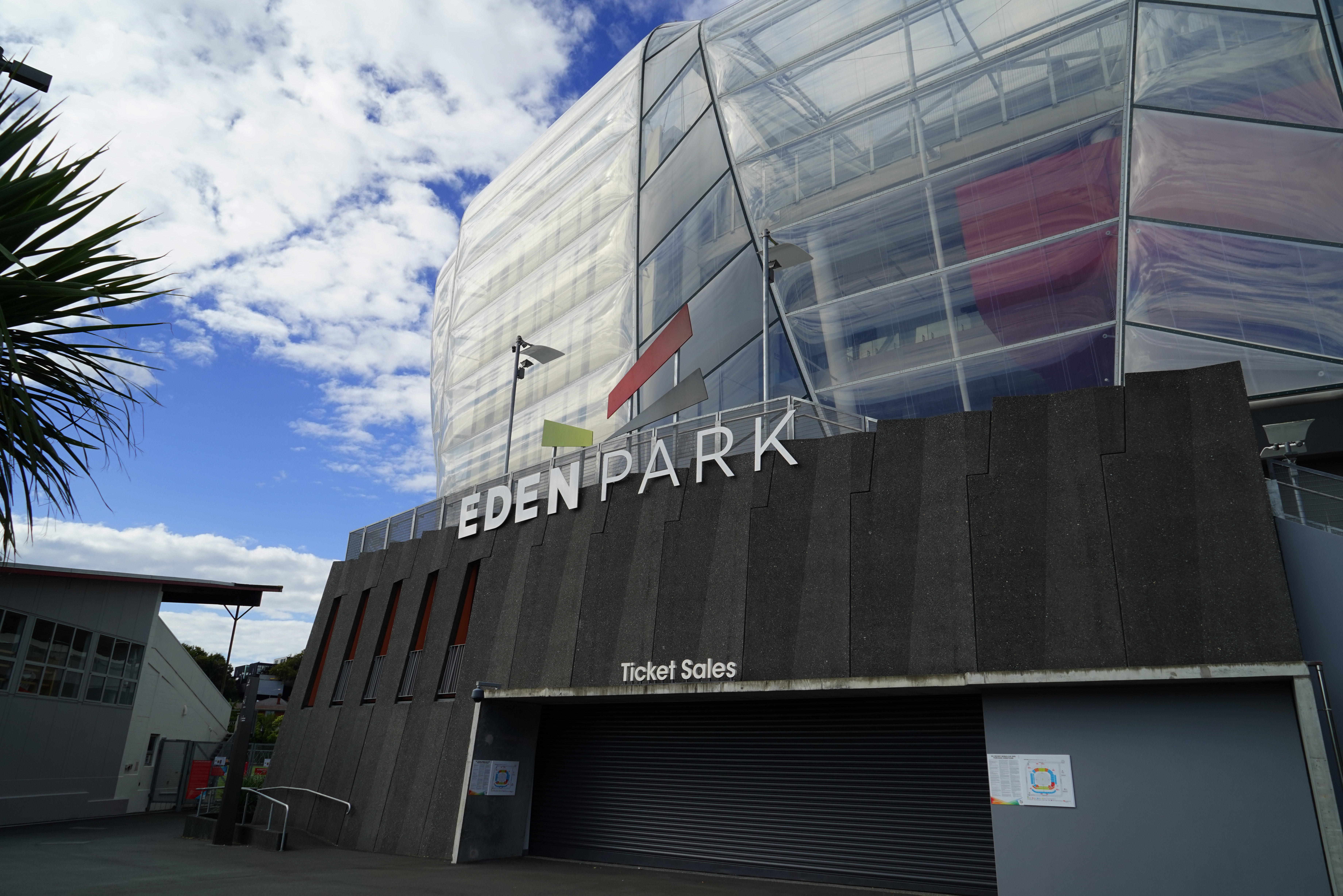 Eden Park stadium exterior and ticket sales entrance