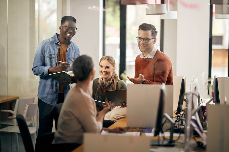 People talking strategy in meeting