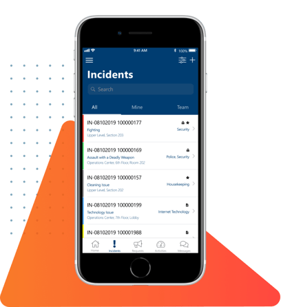 View of incidents on the mobile app