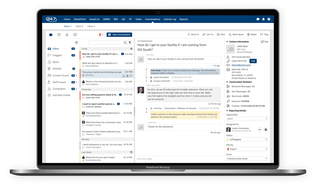 Text Messaging Software Dashboard