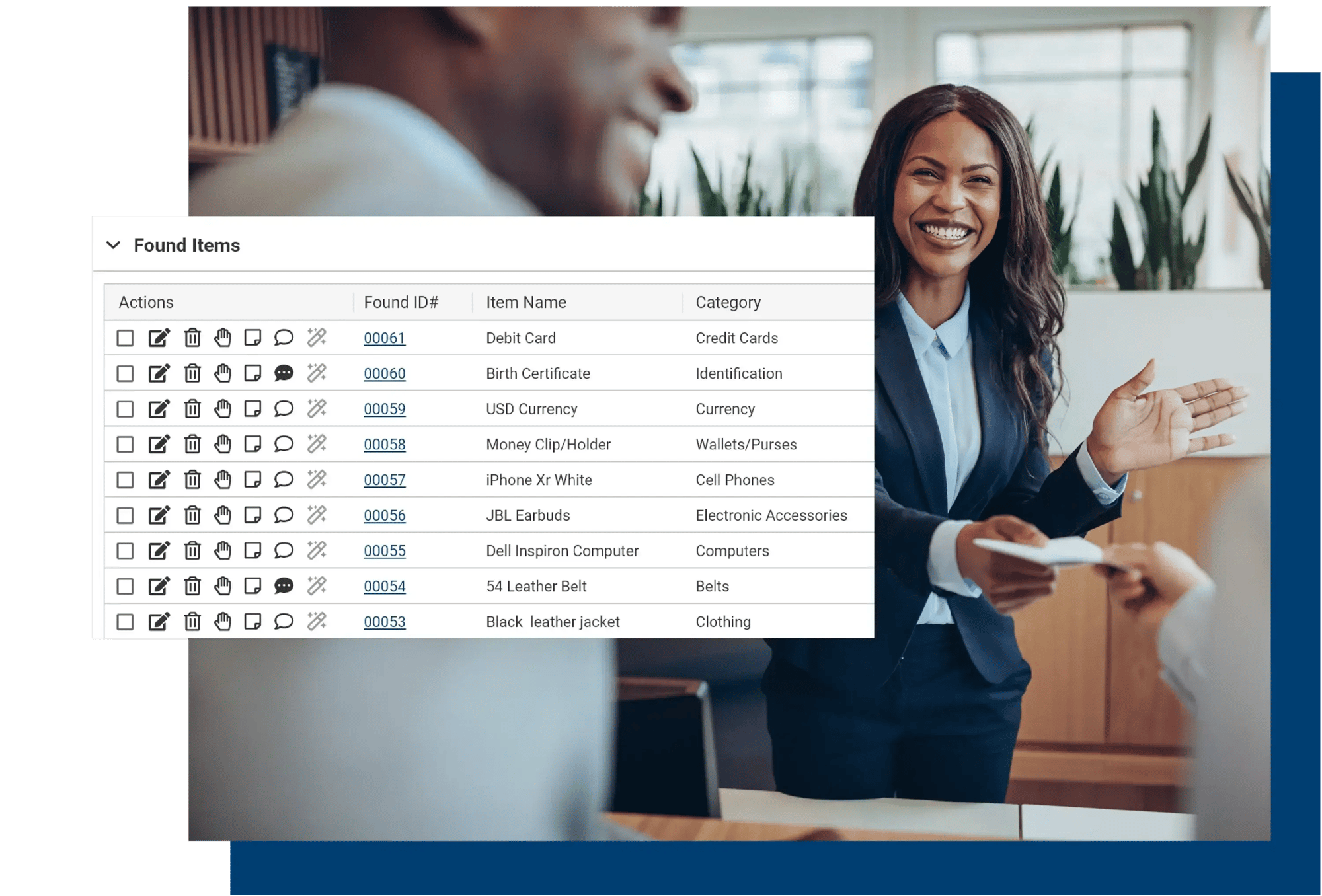 Lost and found screenshots of the User interface